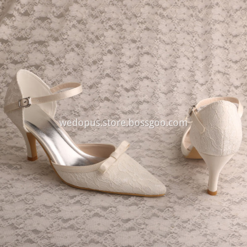 Flower Lace Bridal Party Shoes Pointed Toe